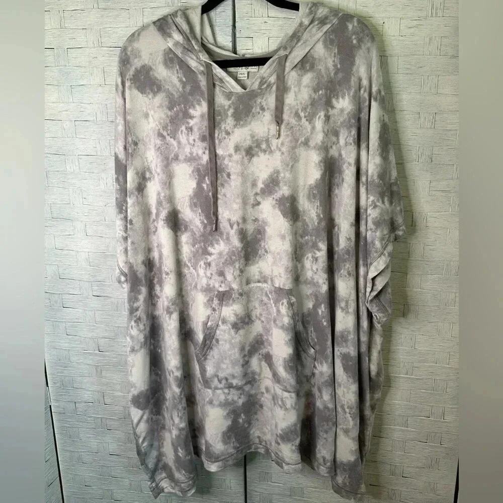 Koolaburra by UGG Baby Terry Tie-Dye Hooded Grey & white oversized hippie